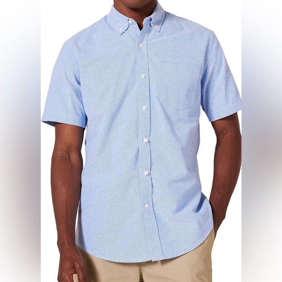 Amazon Essentials Other - Men's Light Blue Short Sleeve Shirt <<12>>